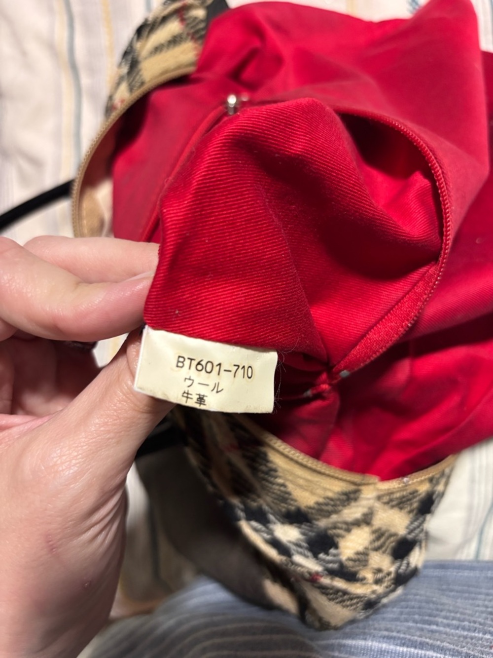 Burberry Vintage Blue Label Wool Tote with Leather Handles - Picture 8 of 9